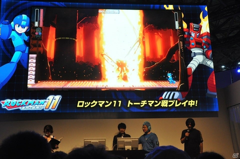 【TGS2018】小西克幸さんが自身の演じるトーチマンに挑戦！「ロックマン11 運命の歯車!!」ステージイベントレポートの画像11