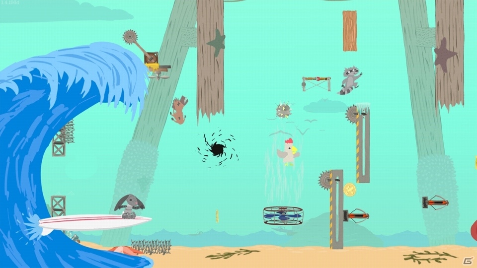 ワナを仕掛けてかわしてハチャメチャバトル！「Ultimate Chicken Horse」Switch版が配信！の画像5