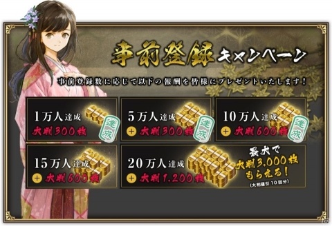「戦国大河」事前登録者数が10万人を突破！大判1200枚の配布が決定の画像2