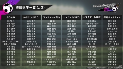 「プロサッカークラブをつくろう!ロード・トゥ・ワールド」Jリーグモードに登場する54クラブの搭載選手リストが公開!の画像7
