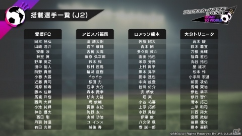 「プロサッカークラブをつくろう!ロード・トゥ・ワールド」Jリーグモードに登場する54クラブの搭載選手リストが公開!の画像8