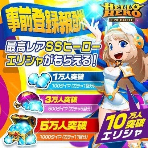 「ハローヒーロー: Epic Battle」事前登録者数が1万人を突破！の画像1