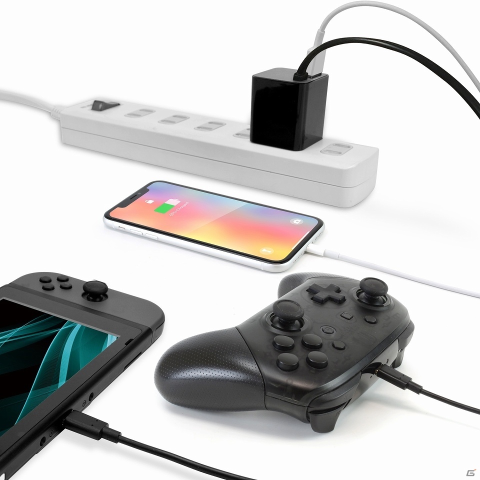 Switch本体や周辺機器などが最大3台まで同時に充電できる「ツインACアダプタSW」が5月23日に発売！の画像2