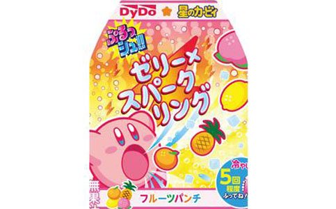 果物を吸い込む姿がカワイイ！「星のカービィ」パッケージの「ぷるっシュ!! ゼリー×スパークリング」が6月10日に発売