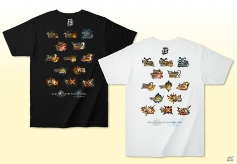 「モンスターハンター」歴代タイトルのロゴがプリントされたシリーズ15周年記念Tシャツが発売！の画像1