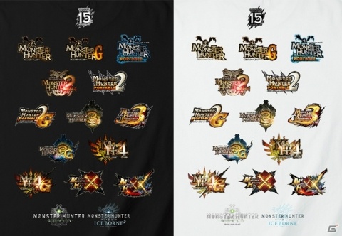 「モンスターハンター」歴代タイトルのロゴがプリントされたシリーズ15周年記念Tシャツが発売！の画像2