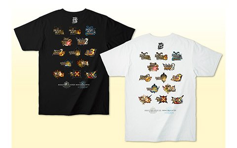 「モンスターハンター」歴代タイトルのロゴがプリントされたシリーズ15周年記念Tシャツが発売！