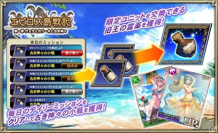 「オルタンシア・サーガ -蒼の騎士団-」水着イベント「エピロス島戦記 第一章 ヴェラとカリーネと古き神々」が開催！の画像4