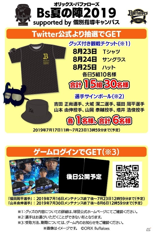 「プロ野球 ファミスタ マスターオーナーズ」オリックス・バファローズの公式戦観戦チケットなどが当たるキャンペーンが開催！の画像2