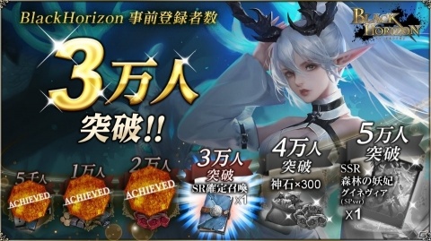 「ブラックホライズン -Black Horizon-」の事前登録者数が3万人を突破！「SR確定召喚」が全員にプレゼントの画像1