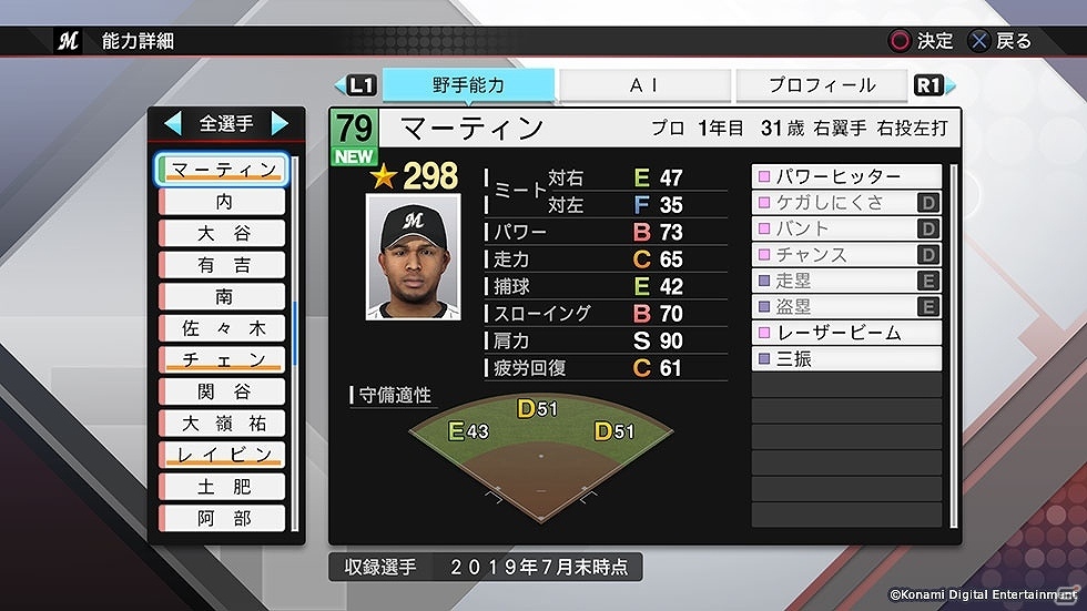 「プロ野球スピリッツ2019」、「実況パワフルプロ野球2018」、Switch「実況パワフルプロ野球」に2019年7月末時点の選手が追加！の画像19