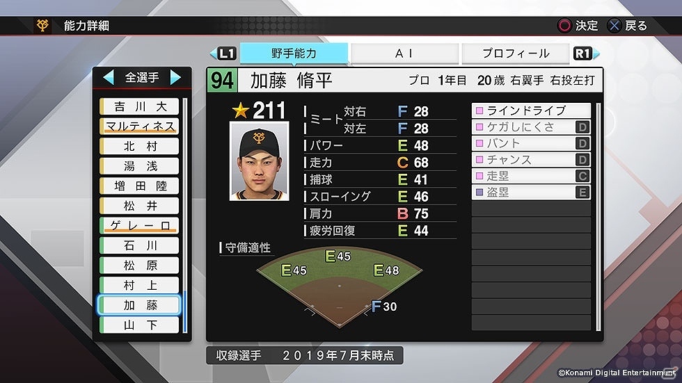 「プロ野球スピリッツ2019」、「実況パワフルプロ野球2018」、Switch「実況パワフルプロ野球」に2019年7月末時点の選手が追加！の画像21