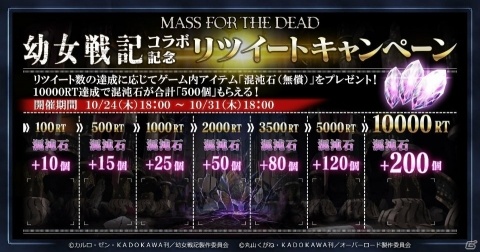 「MASS FOR THE DEAD」で「幼女戦記」とのコラボが11月1日より実施！出演声優のサイン色紙が当たるキャンペーンもの画像2
