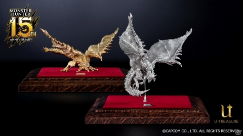 「モンスターハンター」リオレイア希少種とリオレウス希少種の純プラチナ・純金製フィギュアが本日発売！の画像1