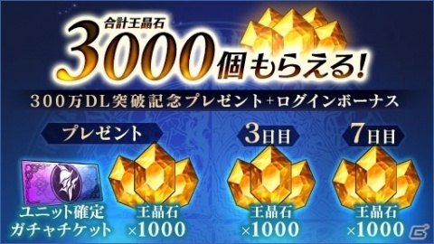 「ブレイドエクスロード」300万DL突破！最大3,000個の王晶石やユニット確定ガチャチケットが配布の画像2