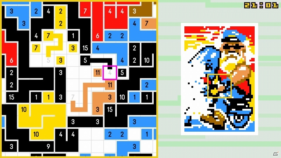 Switch「リンク絵 Link-a-Pix DELUXE」が12月19日に配信！同じ色の数字をつなげて絵を完成させるパズルゲームの画像5
