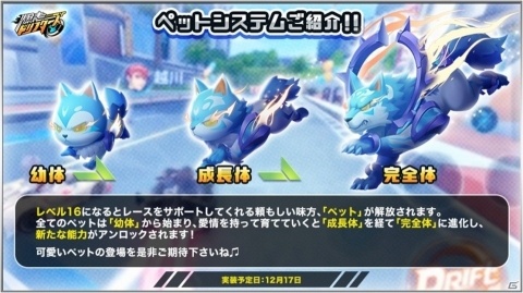 「爆走ドリフターズ」ペットシステムが12月17日に追加！5,000円分のAmazonギフト券が当たるTwitterキャンペーンも実施の画像2