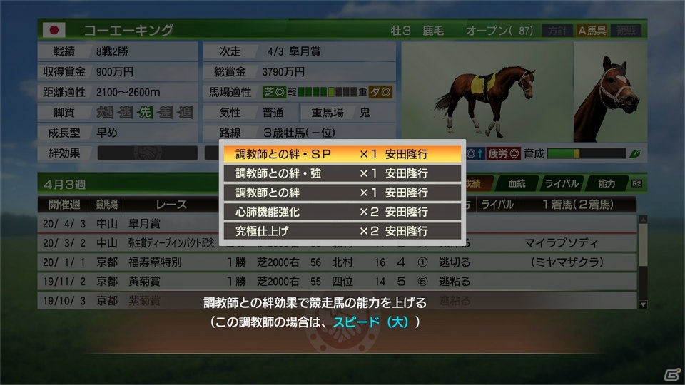 「Winning Post 9 2020」プレイの戦略性を高める「絆コマンド」や復活した「一口クラブ運営」の情報が公開！の画像5