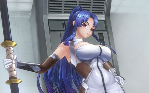 「アクション対魔忍」八津紫がプレイアブル参戦！大型の斧を軽々と振り回す五車学園の教師
