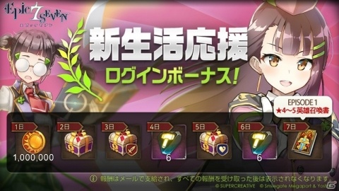 「Epic Seven」★4～5英雄召喚書などがもらえるログインボーナスが開始！イベント「流れ星のマジックハット☆」も開催の画像2