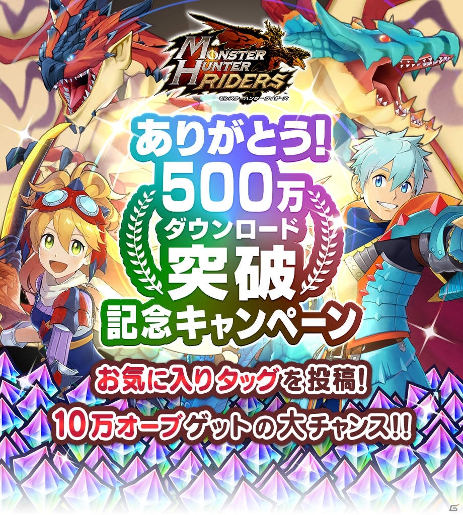 「モンスターハンター ライダーズ」500万DL突破を記念したガチャ＆キャンペーンが開催！便利アイテムのプレゼントもの画像4