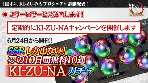 「龍が如く ONLINE」SSRしか出ない無料10連ガチャなど「KI-ZU-NA PROJECT」の詳細や「龍0」コラボ詳細も明かされた生放送まとめの画像9