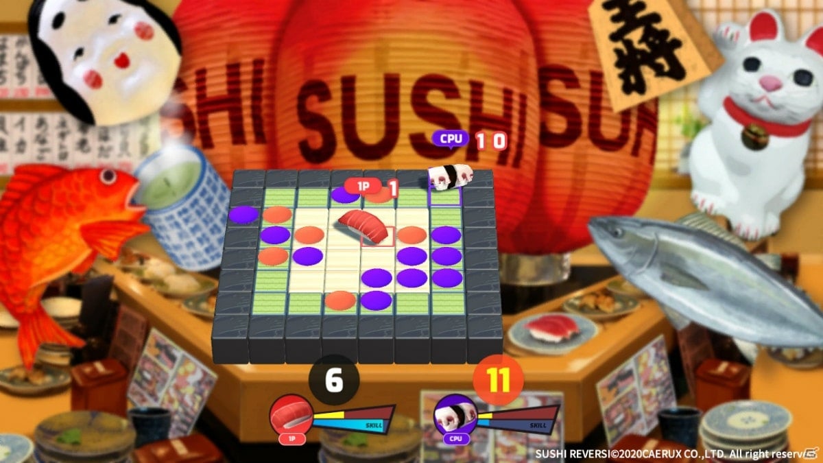 寿司を操り皿を奪い合え アクションパズルゲーム Sushi Reversi 寿司リバーシ が7月に発売予定 ゲーム情報サイト Gamer