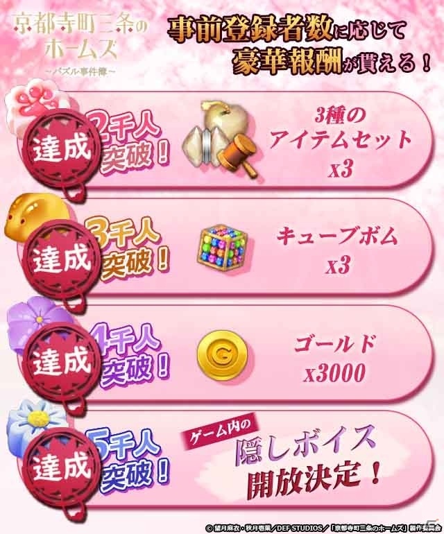 3マッチパズル「京都寺町三条のホームズ～パズル事件簿～」の正式サービスが開始！の画像2