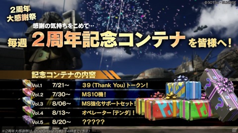 「機動戦士ガンダム バトルオペレーション2」2周年大感謝祭が実施！毎週10連無料の抽選配給が登場の画像3