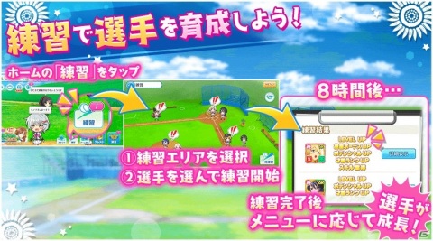 「八月のシンデレラナイン」自動で選手を育成する「練習」機能と選手同士のキズナを深める「キズナ」機能が登場！の画像1