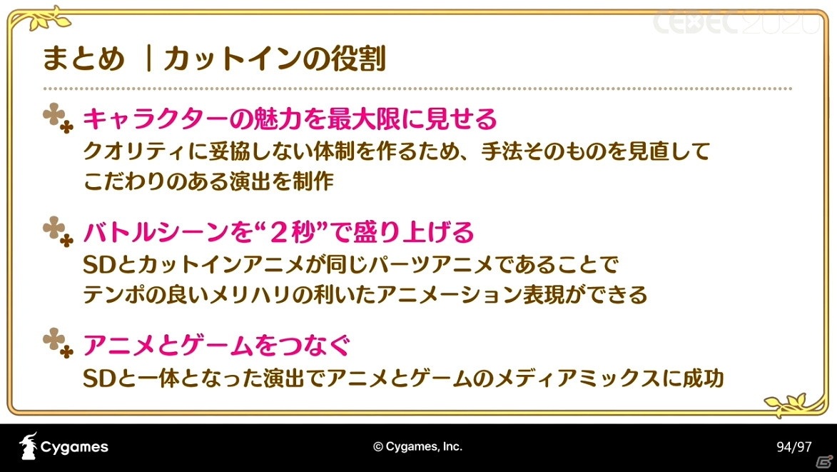 アニメRPG「プリンセスコネクト！Re:Dive」の魅力を引き出すカットインアニメーションの手法とその進化【CEDEC2020】の画像75