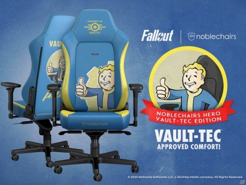 noblechairsと「Fallout」シリーズがコラボ！Vault-Tecのシンボルを大胆にあしらったゲーミングチェアが発売の画像1