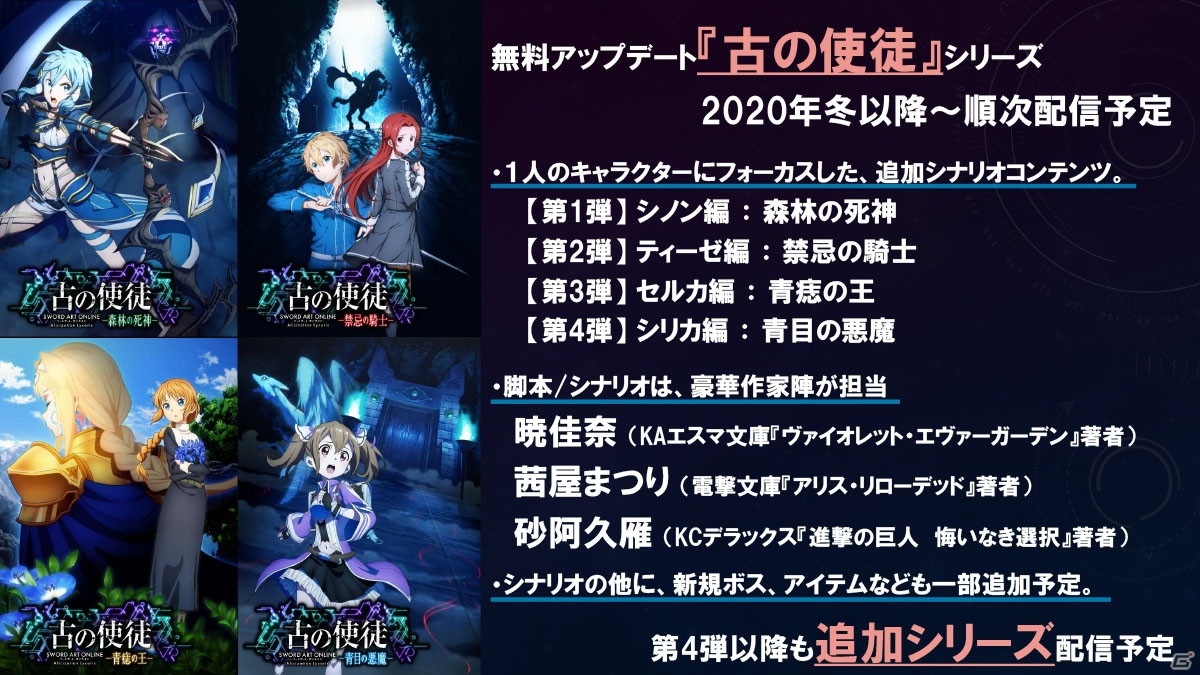 「ソードアート・オンライン アリシゼーション リコリス」暁佳奈氏、茜屋まつり氏らが脚本・シナリオを手掛けるアップデート情報が公開！【TGS2020】の画像33
