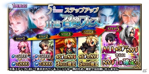 「FFBE」5周年記念！★5ユニットもしくはNeo Visionユニット確定の10連召喚フェスが実施の画像7