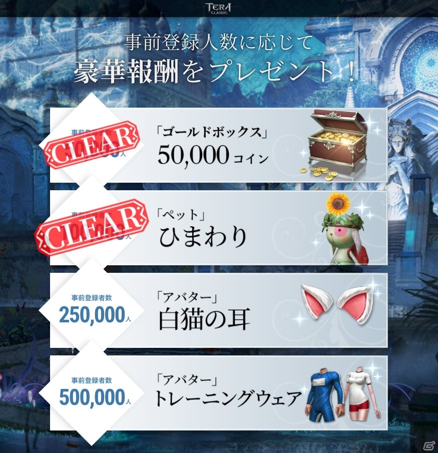 「テラクラシック」事前登録者数20万人突破！25万人達成でアバター「白猫の耳」が配布の画像2