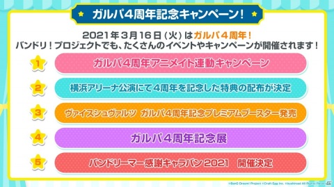 「バンドリーマー感謝キャラバン 2021」の開催など「ガルパ4周年記念キャンペーン！」の情報が公開！の画像1