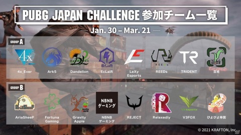 「PUBG JAPAN CHALLENGE 2021 Phase1」の出場チーム＆協賛社が公開！の画像2