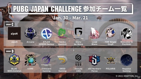 「PUBG JAPAN CHALLENGE 2021 Phase1」の出場チーム＆協賛社が公開！の画像3