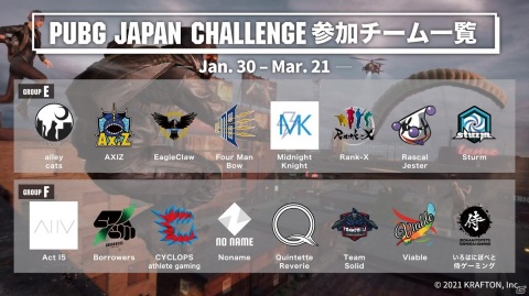 「PUBG JAPAN CHALLENGE 2021 Phase1」の出場チーム＆協賛社が公開！の画像4