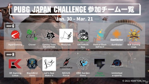「PUBG JAPAN CHALLENGE 2021 Phase1」の出場チーム＆協賛社が公開！の画像5