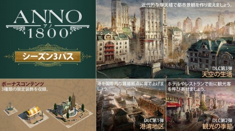 「アノ1800」巨大な倉庫街を擁する湾港や観光都市、高層ビル群による摩天楼などが作成可能に！シーズン3パスの情報が公開の画像1