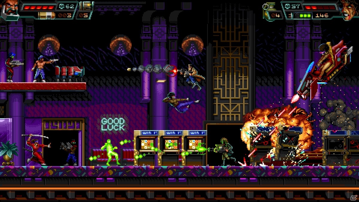 Switch「HUNTDOWN」が3月4日に発売！80年代のアクション映画やポップカルチャーにインスパイアされた横スクロール型ACTゲームの画像11