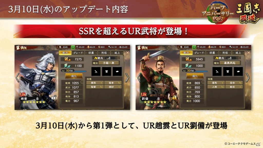 「三國志 覇道」三国に分かれて天下を競う「勢力争覇」やUR武将が追加！ハーフアニバーサリー記念大型アップデートの内容が公開の画像2