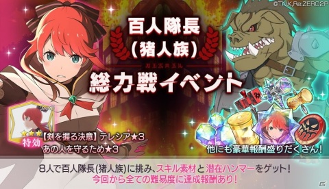 「Re:ゼロから始める異世界生活 Lost in Memories」にて「百人隊長（猪人族）総力戦イベント」が開催！の画像1