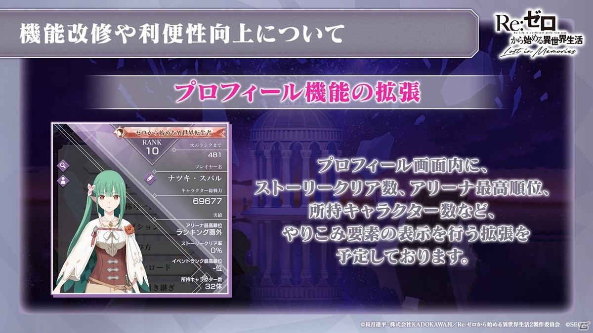 「Re:ゼロから始める異世界生活 Lost in Memories」完全オリジナルストーリーの「新章2」など今後のアップデート情報が明らかに！の画像23
