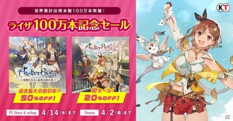 「ライザのアトリエ」が50％オフ、「ライザのアトリエ2」が20％オフになるセールが実施！シーズンパスも割引にの画像1