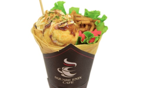 スクウェア・エニックス カフェ大阪の新グランドメニュー「たこ焼きソバクレープ」が5月22日より販売！