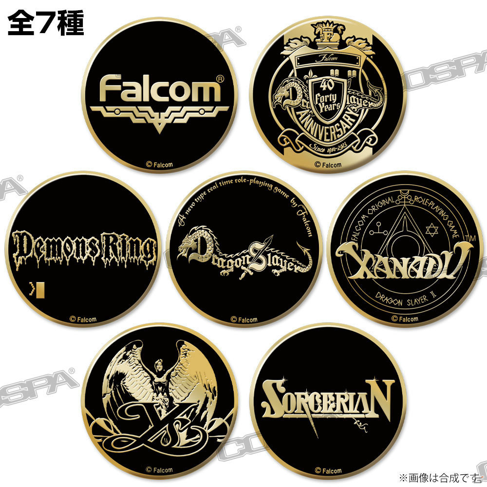 「日本ファルコム」40周年メタルバッジなどのグッズがコスパより発売決定！「日本ファルコム創立40周年展」にて先行販売の画像1