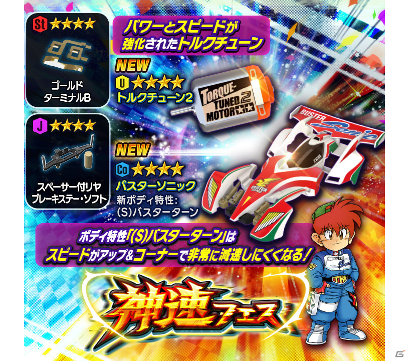 「ミニ四駆 超速グランプリ」神速フェスにバスターソニックが登場！原作再現イベント「よみがえれソニック！WGPへ向けて!!」も実施の画像1