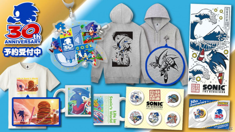 ソニック30周年を記念した7種のグッズが登場！「『SONIC PICT』Tシャツ」や「『和ソニック』友禅染め手ぬぐい」などがラインナップの画像1